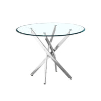 Table à manger ronde contemporaine en verre trempé artisanal