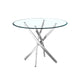 Table à manger ronde contemporaine en verre trempé artisanal