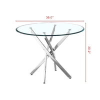 Table à manger ronde contemporaine en verre trempé artisanal