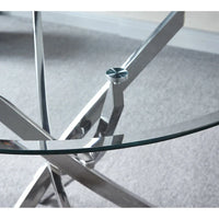 Table à manger ronde contemporaine en verre trempé artisanal