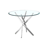 Table à manger ronde contemporaine en verre trempé artisanal