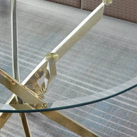 Table à manger ronde contemporaine en verre trempé artisanal