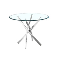 Table à manger ronde contemporaine en verre trempé artisanal