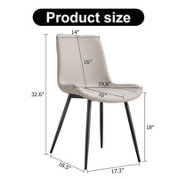 Chaise de salle à manger à coussin dossier en cuir synthétique, pieds en métal noir, coussin galbé élargi pour plus de confort (6 chaises)