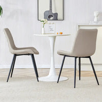 Chaise de salle à manger à coussin dossier en cuir synthétique, pieds en métal noir, coussin galbé élargi pour plus de confort (6 chaises)