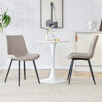 Chaise de salle à manger à coussin dossier en cuir synthétique, pieds en métal noir, coussin galbé élargi pour plus de confort (6 chaises)