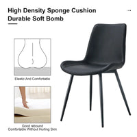 Chaise de salle à manger à coussin dossier en cuir synthétique, pieds en métal noir, coussin galbé élargi pour plus de confort (6 chaises)