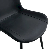 Chaise de salle à manger à coussin dossier en cuir synthétique, pieds en métal noir, coussin galbé élargi pour plus de confort (6 chaises)