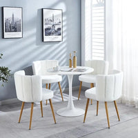 Table à manger ronde avec 4 chaises en tissu peluche Teddy