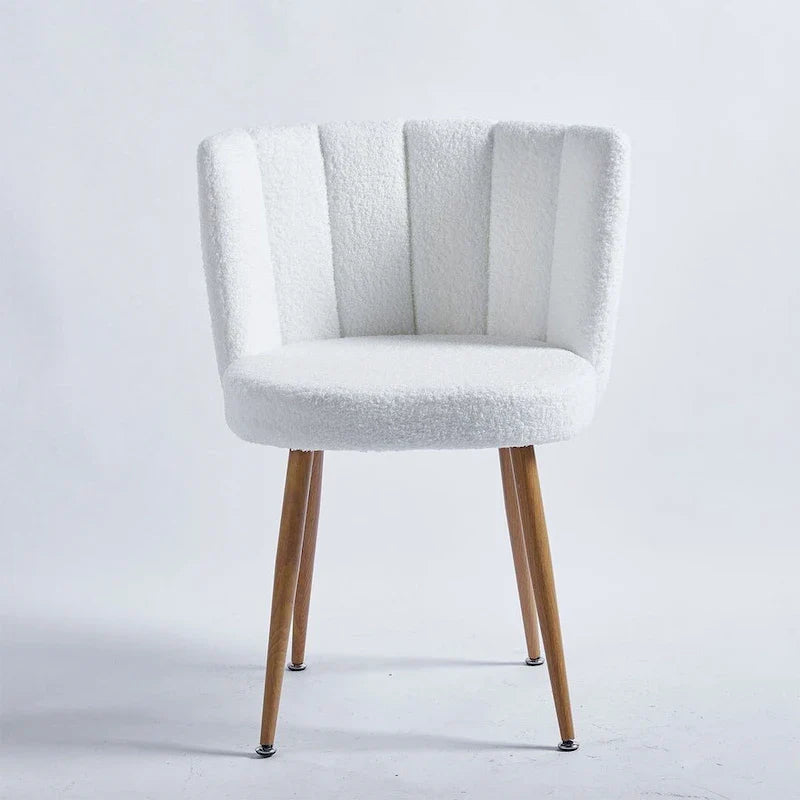 Table à manger ronde avec 4 chaises en tissu peluche Teddy