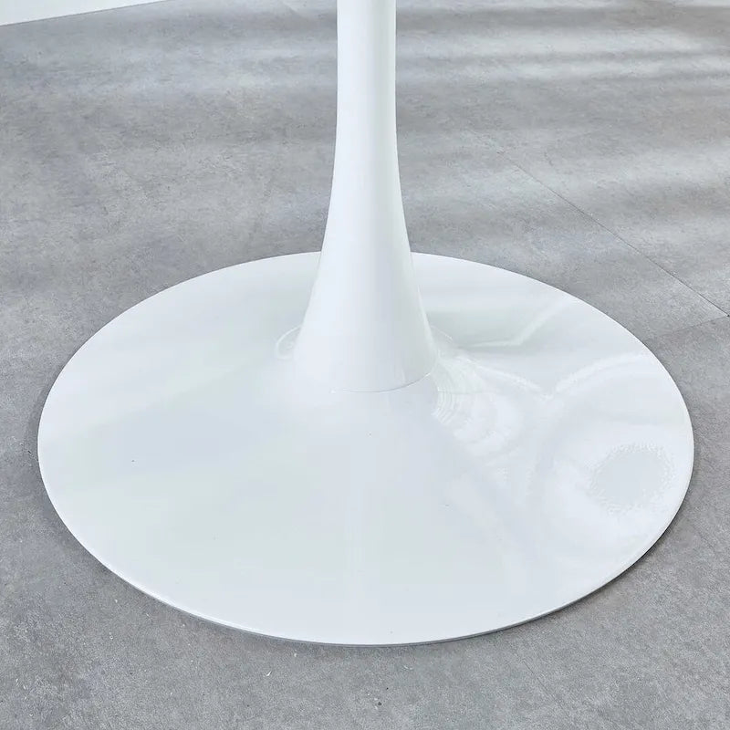 Table à manger ronde avec 4 chaises en tissu peluche Teddy