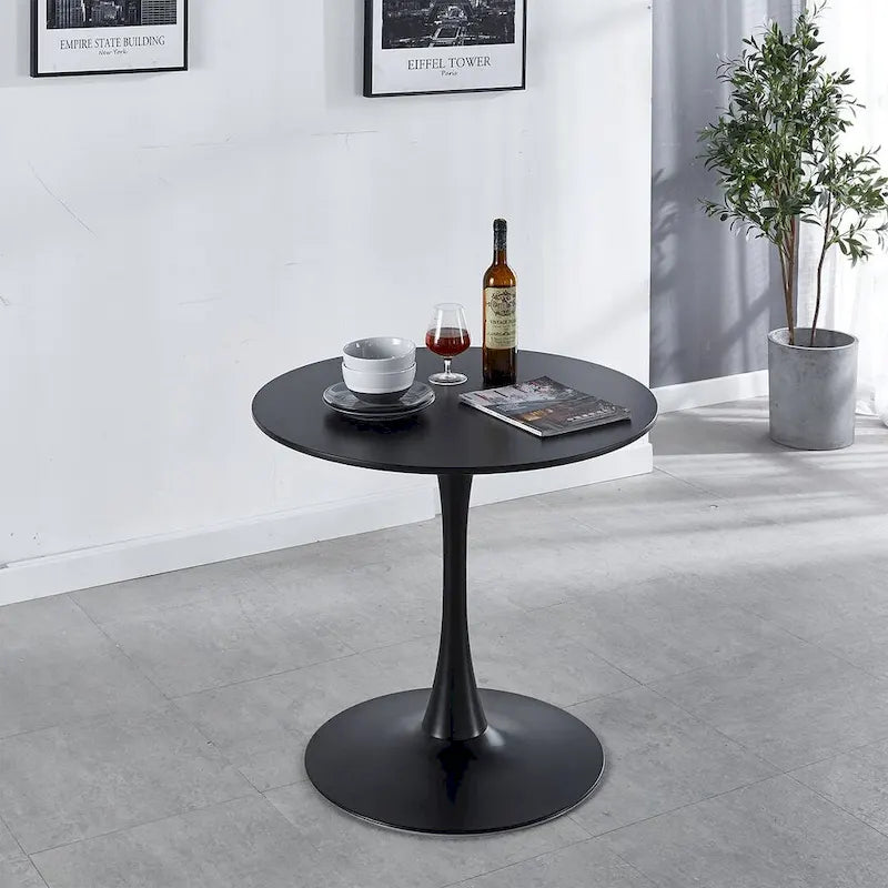 Table à manger ronde avec 4 chaises en tissu peluche Teddy