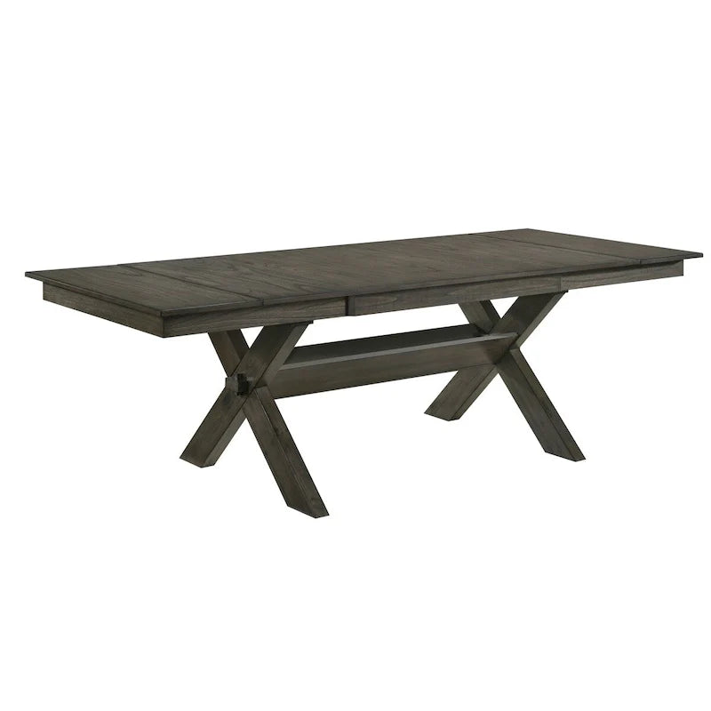Table à manger extensible 67-95 pouces, piètement à tréteaux croisés, brun rustique