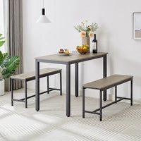 Ensemble table de salle à manger, table de bar avec 2 bancs de salle à manger, comptoir de table de cuisine avec chaises, style industriel pour table de petit-déjeuner