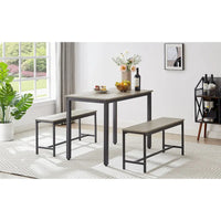 Ensemble table de salle à manger, table de bar avec 2 bancs de salle à manger, comptoir de table de cuisine avec chaises, style industriel pour table de petit-déjeuner