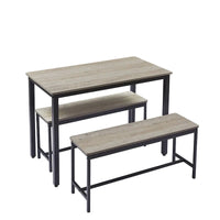 Ensemble table de salle à manger, table de bar avec 2 bancs de salle à manger, comptoir de table de cuisine avec chaises, style industriel pour table de petit-déjeuner