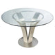 Table à manger de 48 pouces avec plateau en verre rond et base en métal, chrome