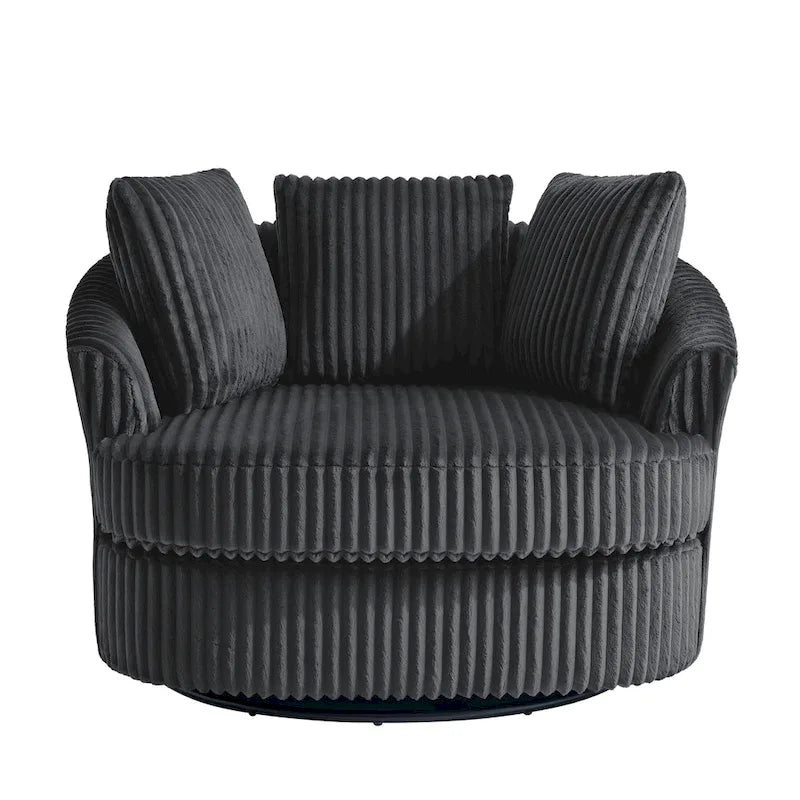 Lot de 2 fauteuils tonneau pivotants surdimensionnés 43 W en velours côtelé moelleux avec coussins