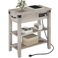 Table d'appoint étroite à 3 niveaux avec tiroir et rangement