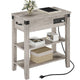Table d'appoint étroite à 3 niveaux avec tiroir et rangement