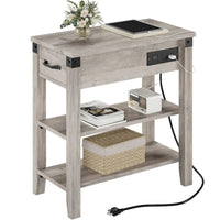 Table d'appoint étroite à 3 niveaux avec tiroir et rangement