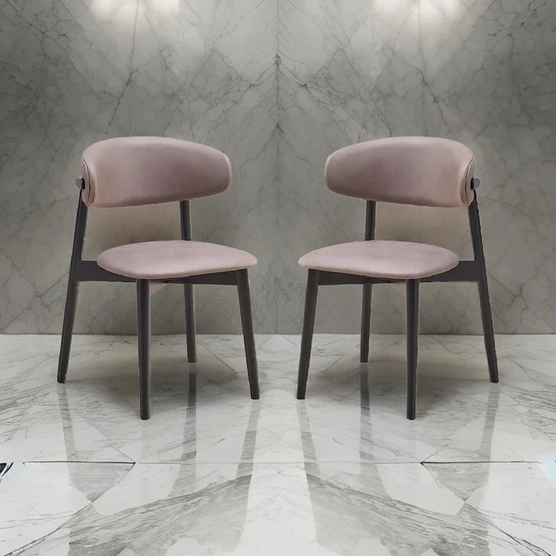 Anae Lot de 2 chaises de salle à manger avec pieds tournés, tissu gris, noir