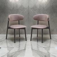 Anae Lot de 2 chaises de salle à manger avec pieds tournés, tissu gris, noir