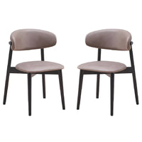Anae Lot de 2 chaises de salle à manger avec pieds tournés, tissu gris, noir