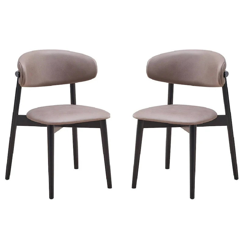 Anae Lot de 2 chaises de salle à manger avec pieds tournés, tissu gris, noir