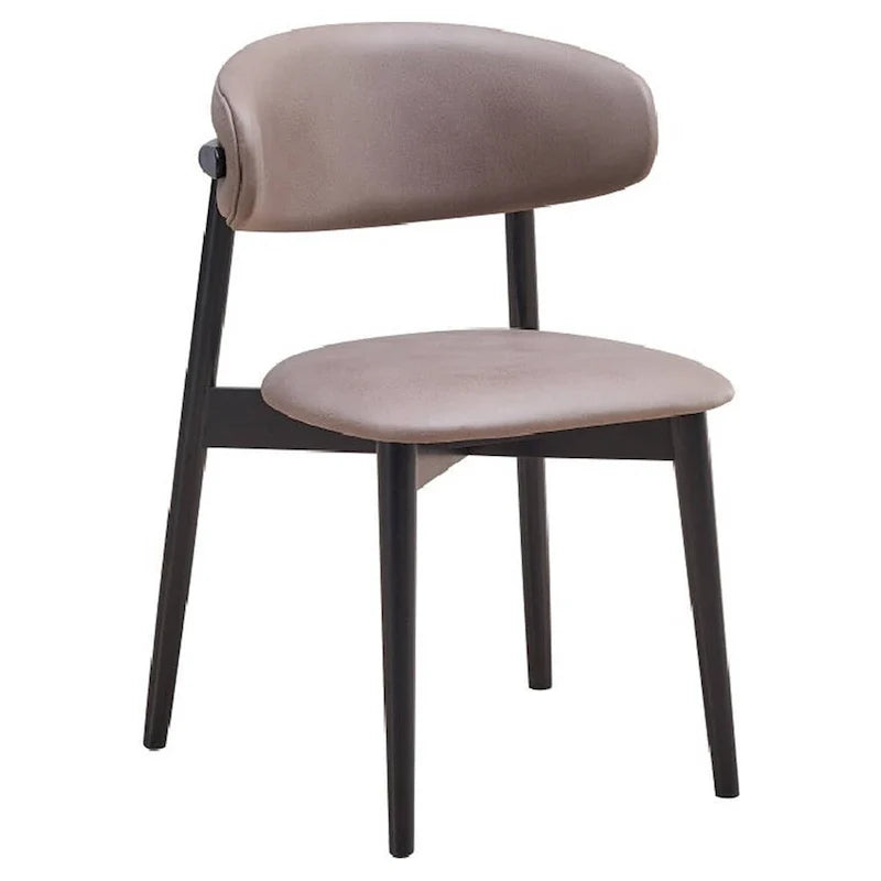 Anae Lot de 2 chaises de salle à manger avec pieds tournés, tissu gris, noir