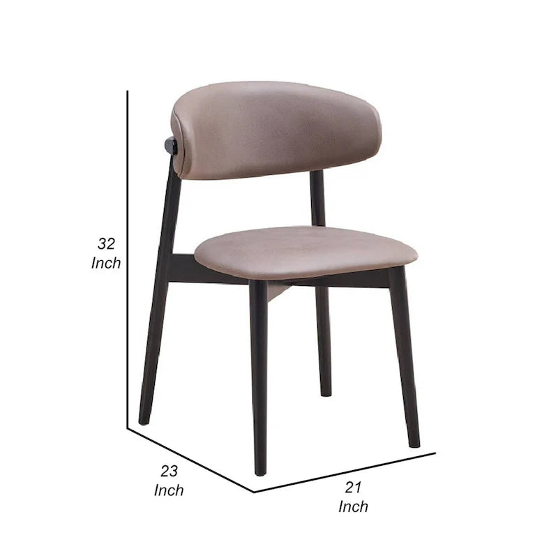 Anae Lot de 2 chaises de salle à manger avec pieds tournés, tissu gris, noir