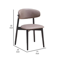 Anae Lot de 2 chaises de salle à manger avec pieds tournés, tissu gris, noir