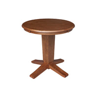 Table à manger ronde sur pied de 76 cm avec 2 chaises de salle à manger en chêne vieilli/noir