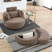 Fauteuil pivotant surdimensionné 39W, pouf de rangement lune, causeuse pivotante circulaire, fauteuils baquets, canapé douillet, chaise longue, 4 oreillers