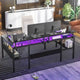 Bureau de jeu réversible en U avec ports USB et lumières LED