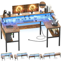 Bureau de jeu réversible en U avec ports USB et lumières LED