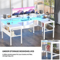 Bureau de jeu réversible en U avec ports USB et lumières LED