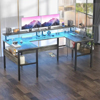 Bureau de jeu réversible en U avec ports USB et lumières LED