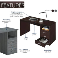 Bureau d'ordinateur classique à 3 tiroirs Designs Modernes - Gris