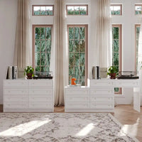 Commode et coiffeuse blanche solution de rangement polyvalente bureau cristal