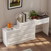 Commode et coiffeuse blanche solution de rangement polyvalente bureau cristal
