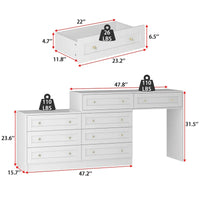 Commode et coiffeuse blanche solution de rangement polyvalente bureau cristal