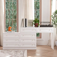 Commode et coiffeuse blanche solution de rangement polyvalente bureau cristal