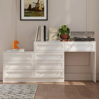 Commode et coiffeuse blanche solution de rangement polyvalente bureau cristal