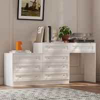 Commode et coiffeuse blanche solution de rangement polyvalente bureau cristal