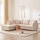 Canapé sectionnel moderne en forme de L à rayures verticales, 2 coussins, ottoman, combinaisons variées, beige