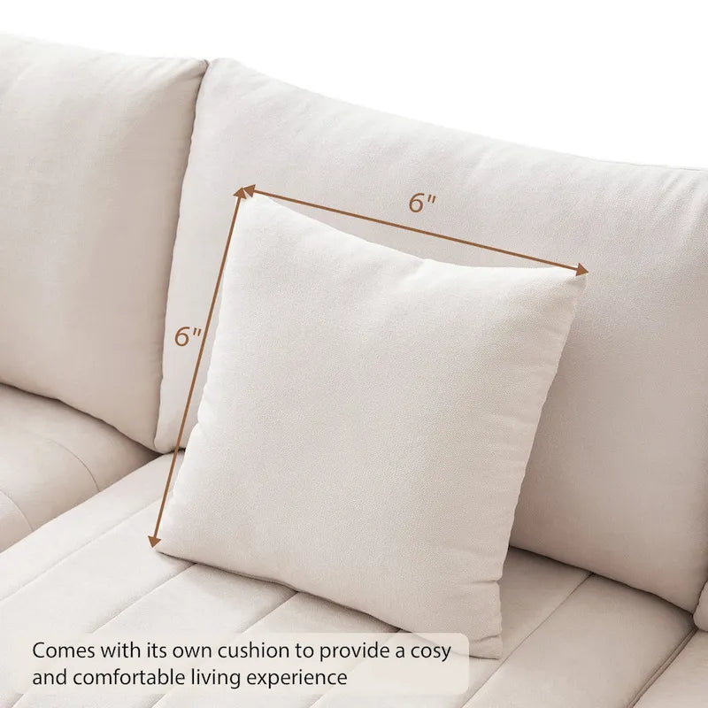Canapé sectionnel moderne en forme de L à rayures verticales, 2 coussins, ottoman, combinaisons variées, beige