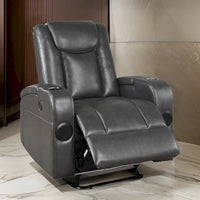 Emily Fauteuil inclinable électrique 38 pouces, porte-gobelet rafraîchissant, LED, similicuir PU gris