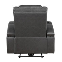 Emily Fauteuil inclinable électrique 38 pouces, porte-gobelet rafraîchissant, LED, similicuir PU gris