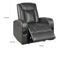 Emily Fauteuil inclinable électrique 38 pouces, porte-gobelet rafraîchissant, LED, similicuir PU gris